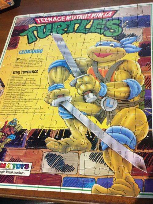 Vintage Teenage Mutant Ninja Turtles Leonardo 100 Piece Jigsaw 1990 Mirage Sturios Prima Toys