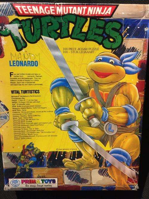 Vintage Teenage Mutant Ninja Turtles Leonardo 100 Piece Jigsaw 1990 Mirage Sturios Prima Toys