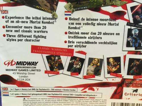 PS2 - Mortal Kombat Deadly Alliance (Cover Torn)