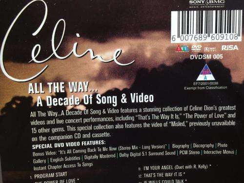 DVD - Celine Dion - Celine All The Way A Decade of Song