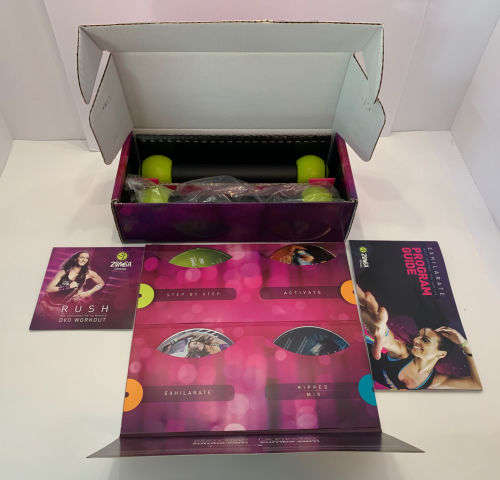 Zumba Fitness Exhilarate Body Shaping System 5 DVD's, Zumba Sticks + Program Guide (As New)