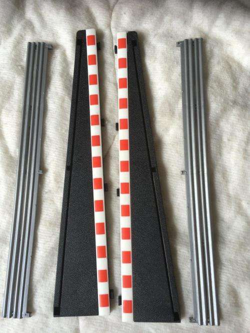 Scalextric -  Set of Lead in Lead Out Run Offs with Barriers Black (Ex demo track)  1:32 Scale