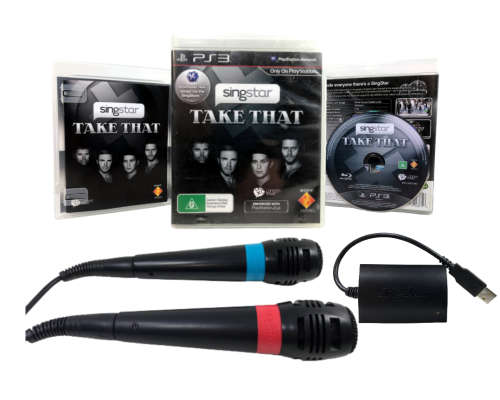 PS3 - Official Sony Wired Singstar Microphones with USB adaptor + Singstar Take That