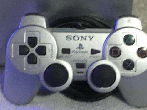 Playstation 2 - Silver Slim Line Console c/w 1 x Original Controller, AV Cable and 1 x Game