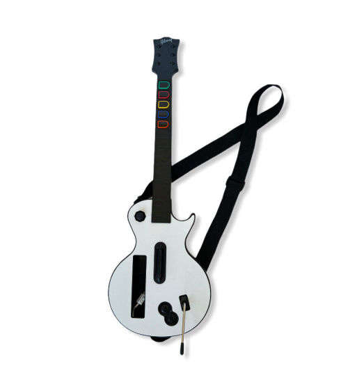 Wii - Nintendo Wii Guitar Hero White Gibson Les Paul Controller With Strap