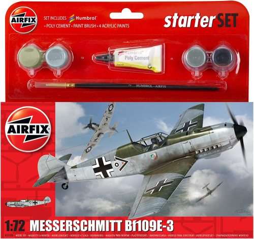 Airfix - Airfix 1:72 Messerschmitt Bf109E-3 Starter Set (A55106) (NOS)