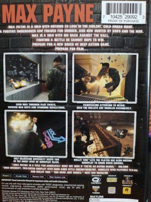 Xbox - Max Payne (NTSC Game - Will not work on PAL systems)