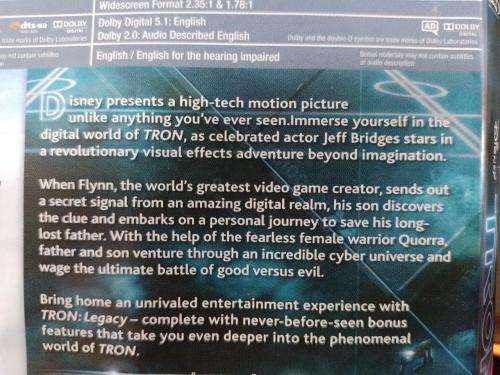 Blu-ray - Tron Legacy (Blu Ray only Dvd not in case)