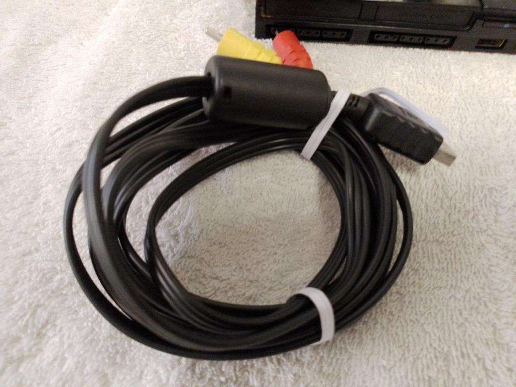 Playstation 2 - Black Slim c/w 1 x New Generic Controller, AV Cable & Power Cord + 2 Games