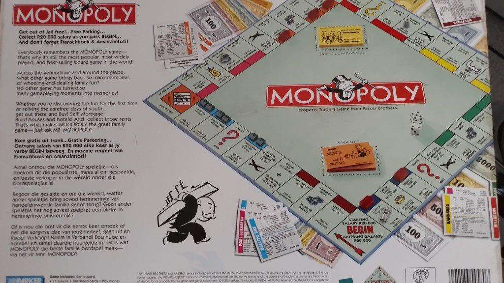 Monopoly - Hasbro Prima Toys (Has Sandton) + 8 Metal playing pieces.