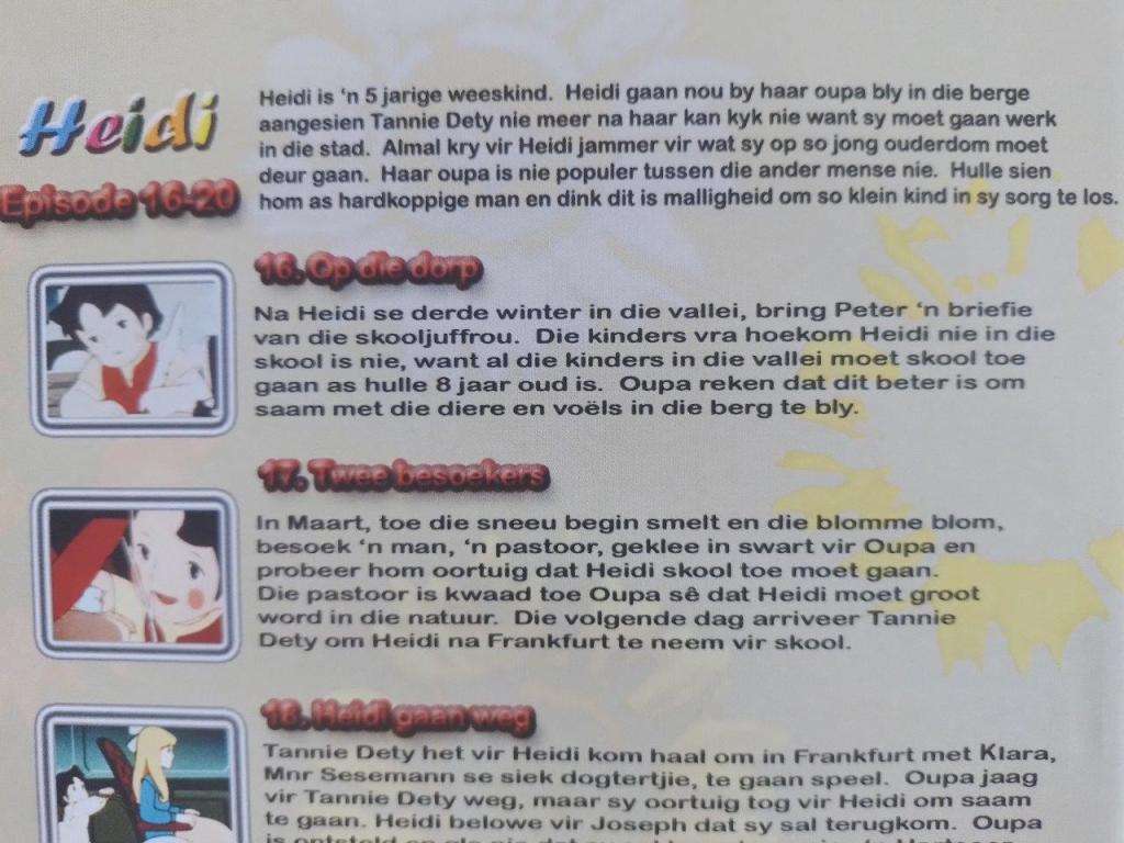DVD - Heidi (Afrikaans) Episodes 16 - 20
