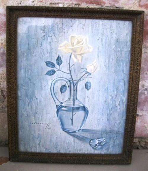 VINTAGE TRETCHIKOFF PRINT "ROSE IN DECANTER 1953"