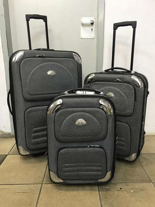 Set of 3 Suitcases Travel Trolley Luggage Quality Febric Materail