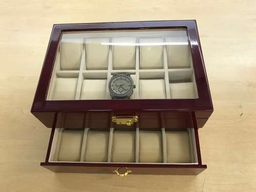20Blocks Watch box/Storage Wood Made 2 Tears(Wine Red)