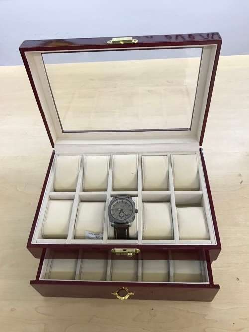 20Blocks Watch box/Storage Wood Made 2 Tears(Wine Red)