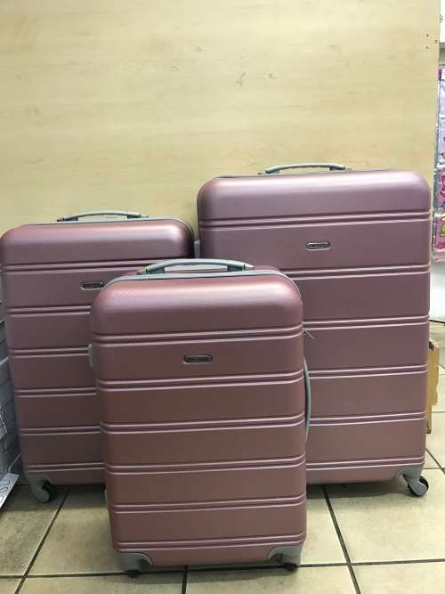 Set of 3 Suitcases Travel Trolley Luggage,ABS with Universal Wheels-PINK