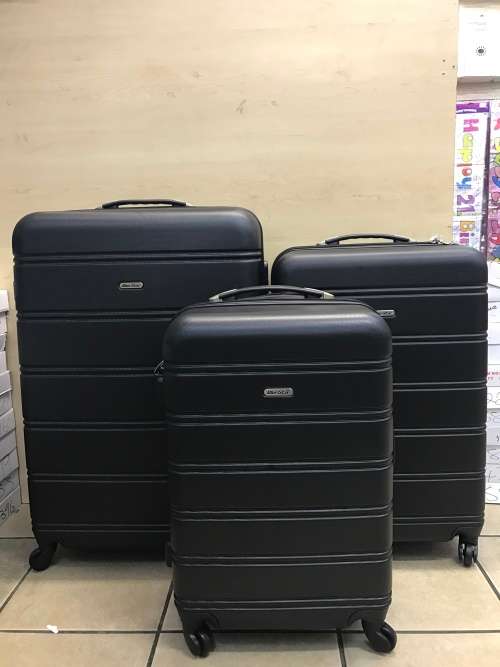 Set of 3 Suitcases Travel Trolley Luggage,ABS with Universal Wheels-BLACK