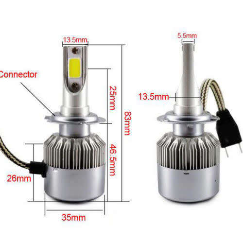 Car-LED Headlight-Plug-Bulbs-6000K-72W-7600LM-Xenon-White-C6-All-In-One-2pcs  Car-LED-H7-Headlig