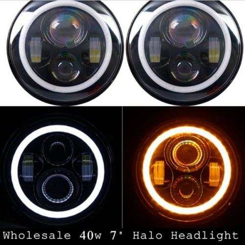 4x4 urban Niva Headlight 7" Round Halo Headlight With DRL Angel Eyes For Jeep Wrangler Humm