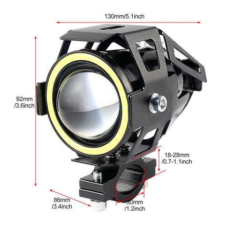 Motorcycle Headlight Led U7 DRL Fog Driving Running Light with Angel Eyes Lights Ring Front spot