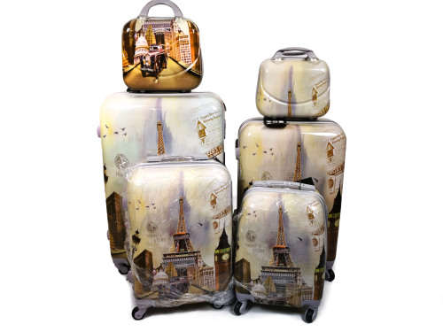 Set of 6 Suitcases Travel Trolley Luggage,PC material  with Universal Wheels