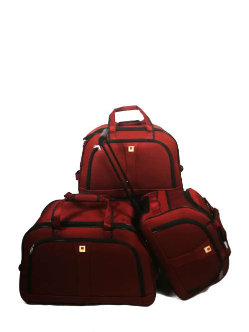 Set of 3 Cloth Suitcases Travel Trolley Luggage