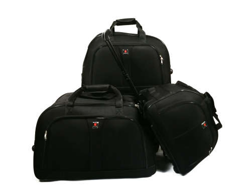 Set of 3 Cloth Suitcases Travel Trolley Luggage