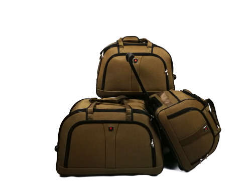 Set of 3 Cloth Suitcases Travel Trolley Luggage
