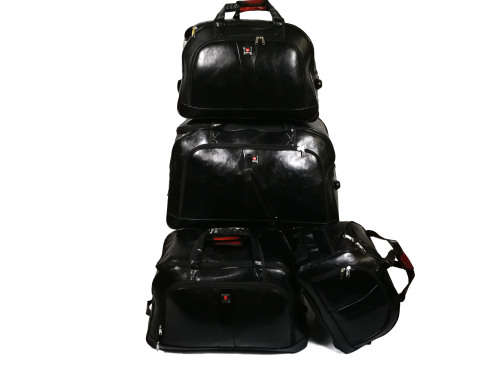Set of 4 PU Leather Suitcases Travel Trolley Luggage