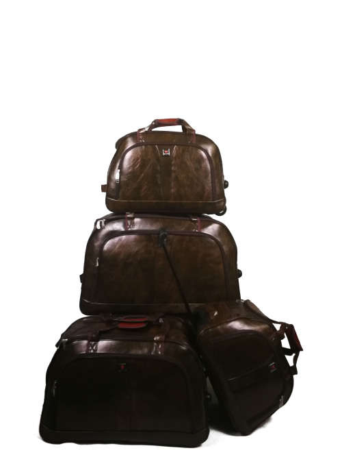 Set of 4 PU Leather Suitcases Travel Trolley Luggage