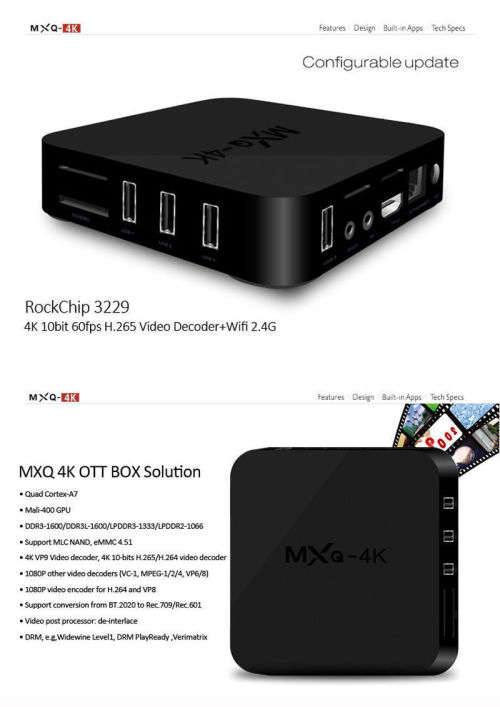 MXQ-4K Android 5.1 Quad Core Smart TV Box+Mini Keyboard Kit