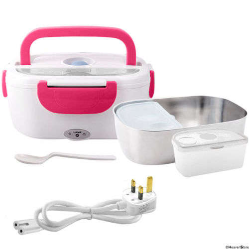 Portable Electric Heated Lunch Box Compact Heating Food Warmer Travel Camping