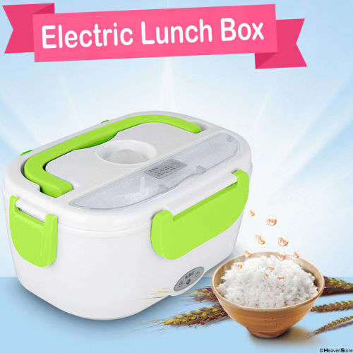 Portable Electric Heated Lunch Box Compact Heating Food Warmer Travel Camping