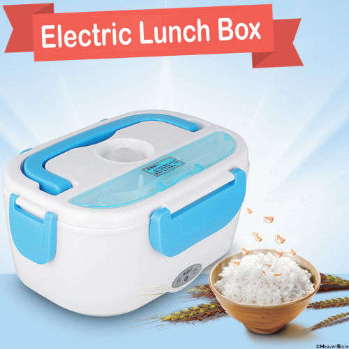 Portable Electric Heated Lunch Box Compact Heating Food Warmer Travel Camping