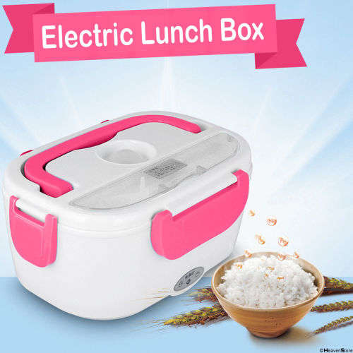 Portable Electric Heated Lunch Box Compact Heating Food Warmer Travel Camping