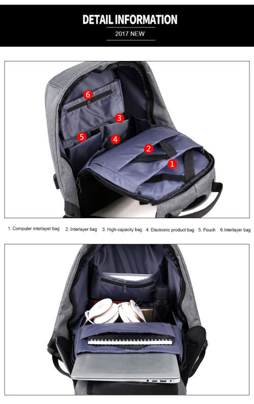 Anti-theft Travel Backpack Business Laptop School Book Bag with USB Charging Port, Water Proof