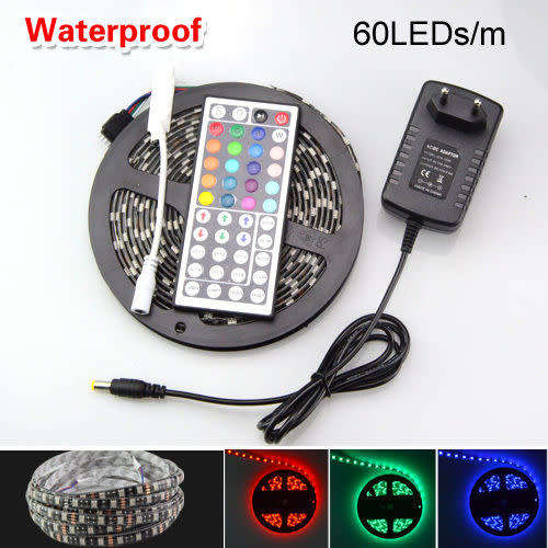 5M RGB 5050 SMD Waterproof 300 LED String Strip Light + IR Remote 12V Power