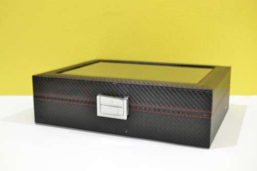 10 SLOT CARBON FIBRE DESIGN Watch Box, Watch Case, Storage Box with Large Compartments