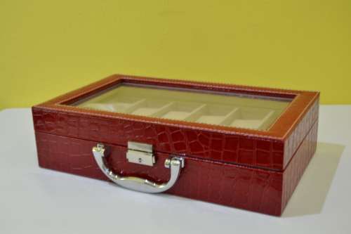 12 SLOT PU MATERIAL RED  Watch Box, Watch Case, Storage Box with Large Compartments