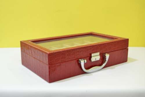 12 SLOT PU MATERIAL RED  Watch Box, Watch Case, Storage Box with Large Compartments