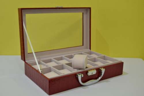 12 SLOT PU MATERIAL RED  Watch Box, Watch Case, Storage Box with Large Compartments