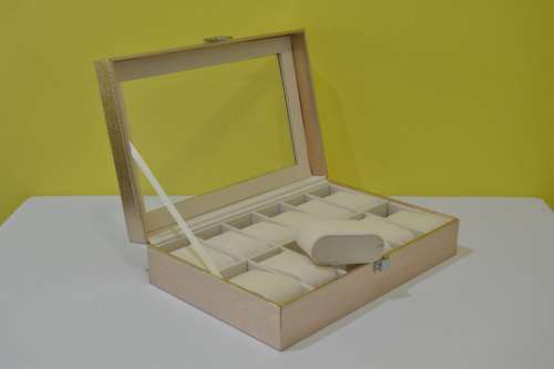 12 SLOT PU MATERIAL ROSE GOLD  Watch Box, Watch Case, Storage Box with Large Compartments