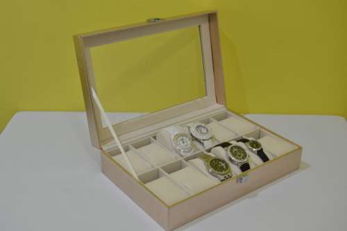 12 SLOT PU MATERIAL ROSE GOLD  Watch Box, Watch Case, Storage Box with Large Compartments