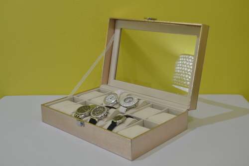 12 SLOT PU MATERIAL ROSE GOLD  Watch Box, Watch Case, Storage Box with Large Compartments