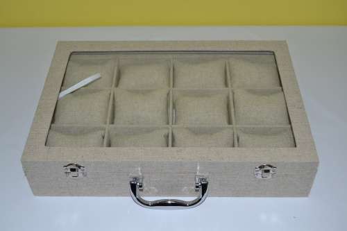 12 SLOT HESSIAN DESIGN Watch Box, Watch Case, Storage Box with Large Compartments