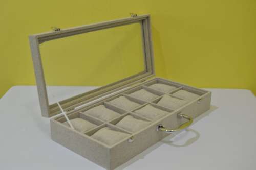 10 SLOT HESSIAN DESIGN Watch Box, Watch Case, Storage Box with Large Compartments