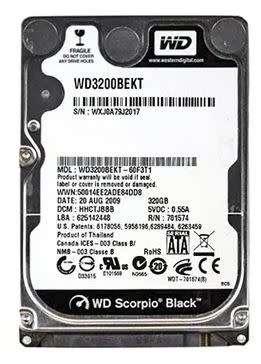 Western digital 320 gig laptop hard drive