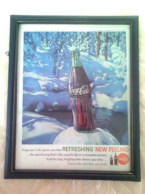 Original 1962  Vintage Framed Coka Cola Advert  RARE RARE RARE