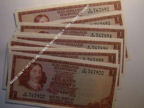 South Africa R1 TW De Jongh 3RD Issue 9 Consecutive notes UNC Crazy R1 Start!!!