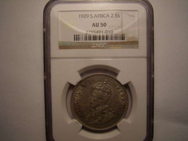 South Africa 1929 Half Crown NGC Graded AU50 RARE!!!! Crazy R1 Start!!!!